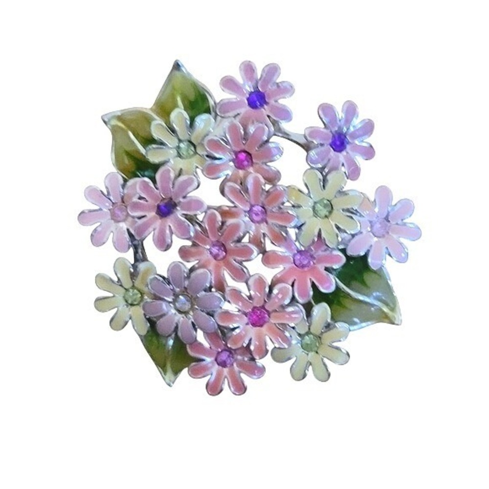 Liz Claiborne Vintage 90's Enamel Flower Bouquet Brooch Multicolor